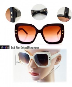 Oversized Oversize Retro Square Riveted Frame Sunglasses Smoke Gradient Lens A123 - Black/ Black Sd - CP18C36HE2Y $10.18