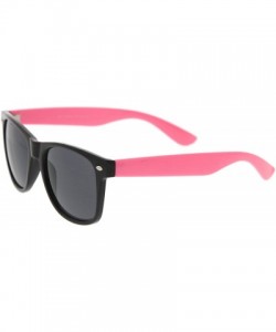 Wayfarer Classic Retro Two-Toned Neon Color Temple Horn Rimmed Sunglasses 54mm - Shiny Black-pink / Smoke - C912K5F7793 $8.79