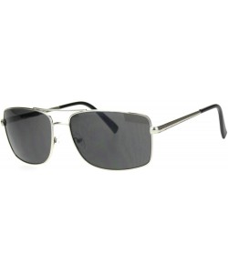 Rectangular Mens Large Narrow Rectangular Officer Pilots Metal Sunglasses - Silver Black - CG18Q26N923 $7.61