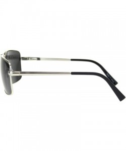 Rectangular Mens Large Narrow Rectangular Officer Pilots Metal Sunglasses - Silver Black - CG18Q26N923 $7.61