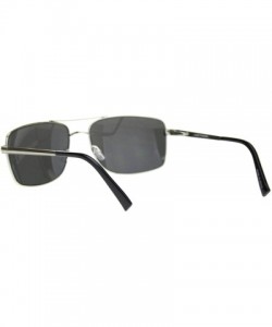 Rectangular Mens Large Narrow Rectangular Officer Pilots Metal Sunglasses - Silver Black - CG18Q26N923 $7.61