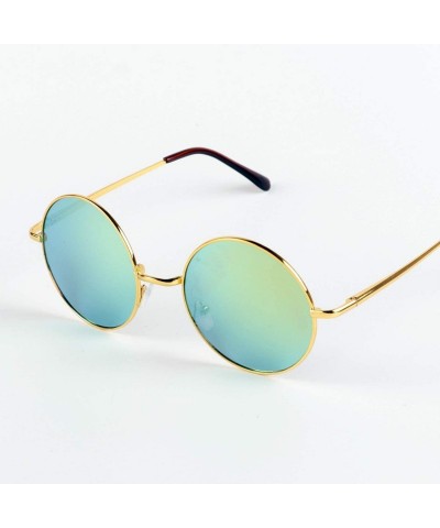 Aviator Small Round Sunglasses Women Glasses Lady Retro Metal Sun Yellow Vintage Tiny Female Men - 10 - CO198A5WI6Q $38.12