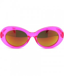 Oval Womens Color Mirror Mod Thick Plastic Oval Round Designer Sunglasses - Pink Orange Mirror - C118YH3SULX $7.97