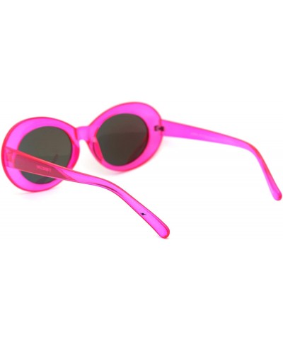 Oval Womens Color Mirror Mod Thick Plastic Oval Round Designer Sunglasses - Pink Orange Mirror - C118YH3SULX $7.97