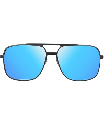 Square Polarized Sunglasses for Men and Women Rectangular Metal Frame Shades Glasses - CZ18WMSXO4X $43.22