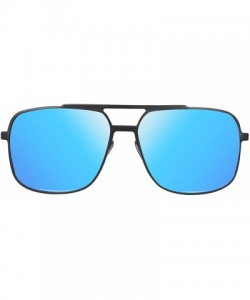 Square Polarized Sunglasses for Men and Women Rectangular Metal Frame Shades Glasses - CZ18WMSXO4X $43.22