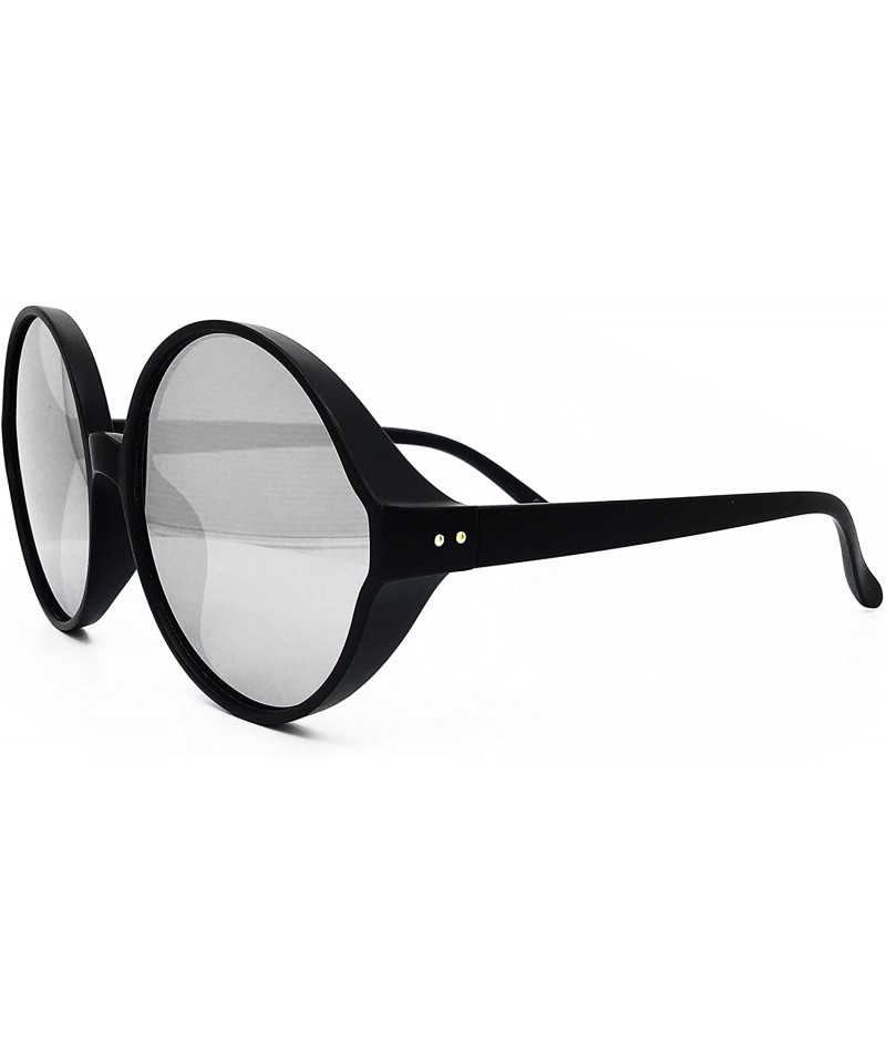 7464 Premium Oversize Xxl Women Round Retro Vintage Brand Style Sunglasses Matte Black Silver 1516