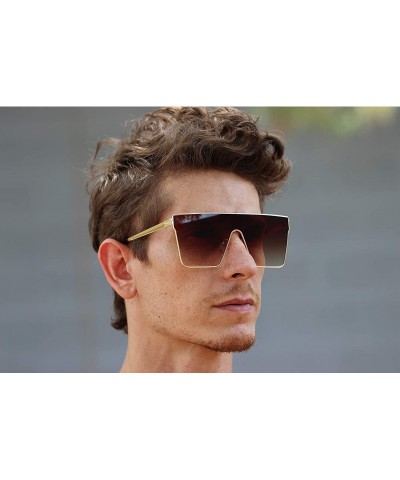 Oversized Vintage Oversized Sunglasses Gradient Protection - Brown - C518X68LECZ $13.02