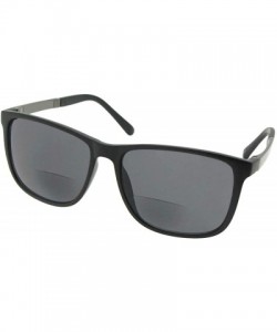 Square Square Bifocal Sunglasses B130 - Flat Black Frame Gray Lenses - CY18OQY8SD3 $14.57