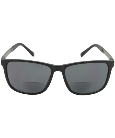 Square Square Bifocal Sunglasses B130 - Flat Black Frame Gray Lenses - CY18OQY8SD3 $14.57