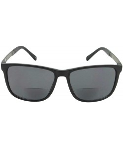 Square Square Bifocal Sunglasses B130 - Flat Black Frame Gray Lenses - CY18OQY8SD3 $14.57