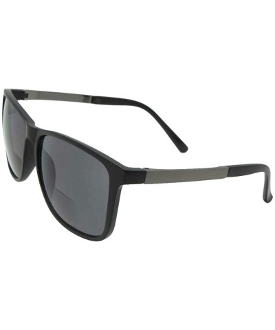 Square Square Bifocal Sunglasses B130 - Flat Black Frame Gray Lenses - CY18OQY8SD3 $14.57