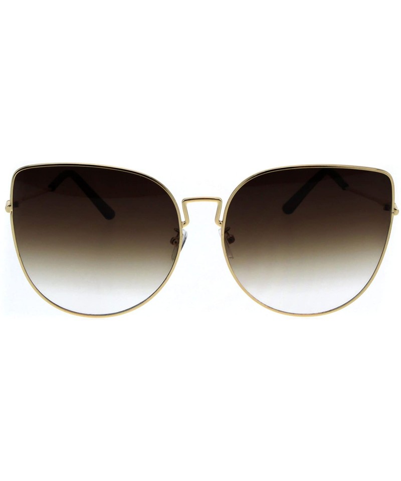 Butterfly Womens Butterfly Metal Rim Retro Oceanic Gradient Lens Sunglasses - Gold Brown - CU18E096CGQ $9.75