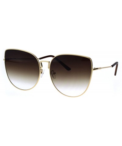 Butterfly Womens Butterfly Metal Rim Retro Oceanic Gradient Lens Sunglasses - Gold Brown - CU18E096CGQ $9.75