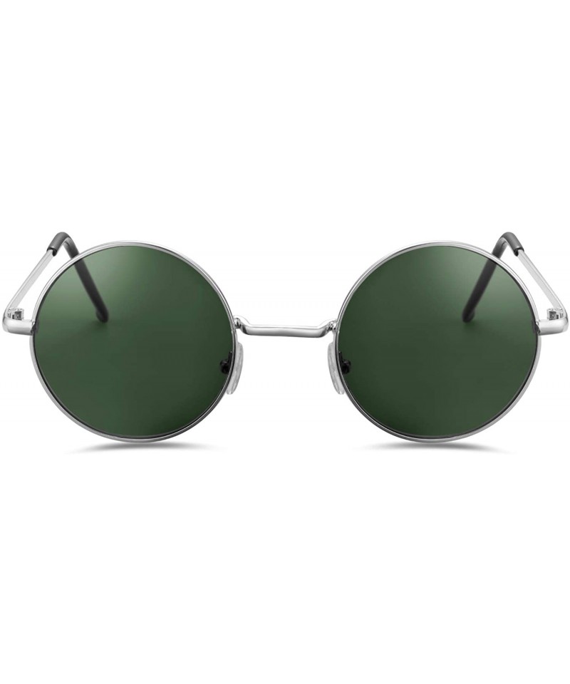 Square Women's Modern Oversized Sunglasses Square Sunnies - Silver Frame/Green Lens - CS18U9E6L26 $11.19