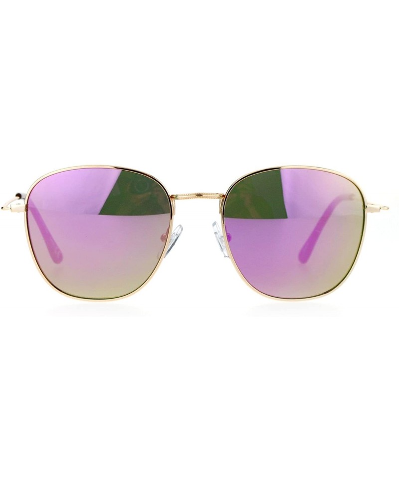 Square Vintage Fashion Sunglasses Womens Thin Metal Square Frame Mirror Lens - Gold (Purple Mirror) - CD188G67C52 $8.45