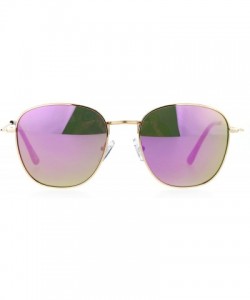 Square Vintage Fashion Sunglasses Womens Thin Metal Square Frame Mirror Lens - Gold (Purple Mirror) - CD188G67C52 $8.45