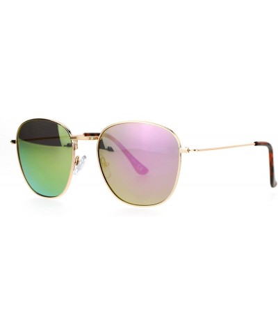 Square Vintage Fashion Sunglasses Womens Thin Metal Square Frame Mirror Lens - Gold (Purple Mirror) - CD188G67C52 $8.45