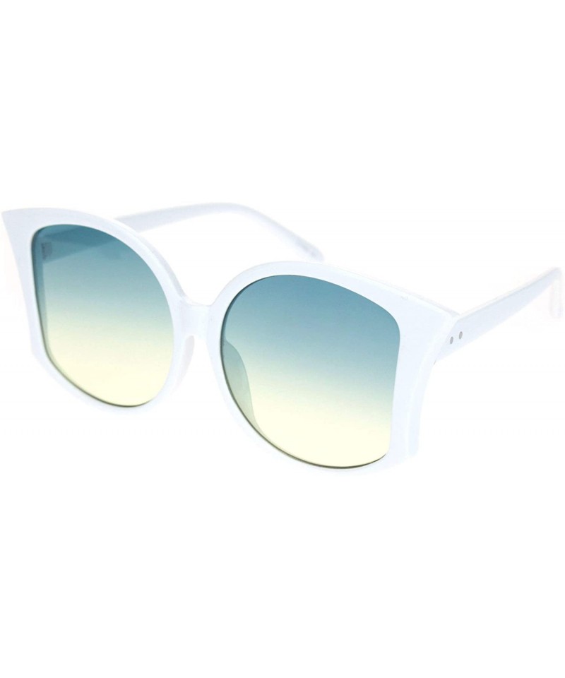 Butterfly Womens Retro Vintage Style Bat Shape Designer Fashion Sunglasses - White Green Yellow - CN18O3L4LQY $11.34