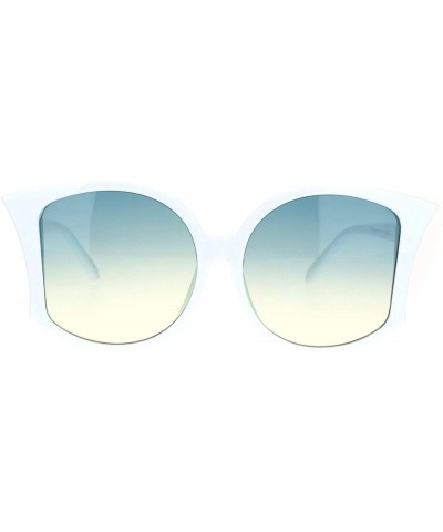 Butterfly Womens Retro Vintage Style Bat Shape Designer Fashion Sunglasses - White Green Yellow - CN18O3L4LQY $11.34