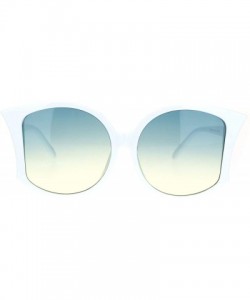 Butterfly Womens Retro Vintage Style Bat Shape Designer Fashion Sunglasses - White Green Yellow - CN18O3L4LQY $11.34