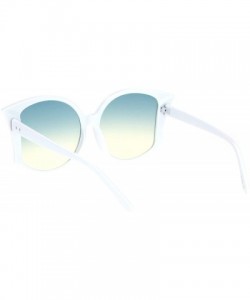 Butterfly Womens Retro Vintage Style Bat Shape Designer Fashion Sunglasses - White Green Yellow - CN18O3L4LQY $11.34