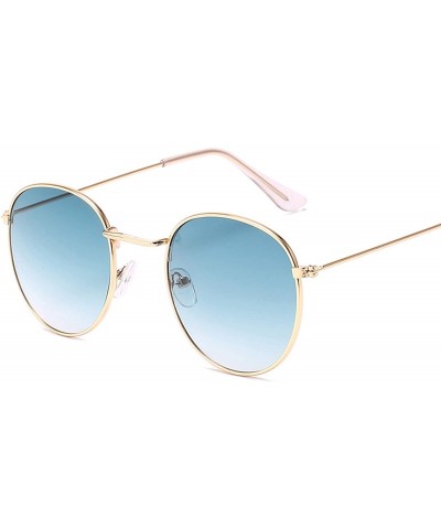 Oval Round Retro Sunglasses Women Luxury Brand Glasses Women/Men Small Mirror Oculos De Sol Gafas UV400 - Silverblue - CW197Z...