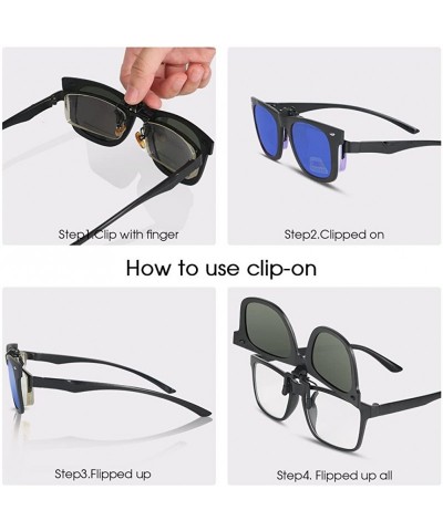 Wayfarer Clip-on Sunglasses Unisex Polarized Frameless Lens Flip Up Clip on Sunglasses Eyeglass-1-Piece clip on glasses - CD1...