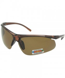 Rimless Wrap Around Polarized Sports Sunglasses Style PSR78 - Brown Frame Brown Lenses - CN194ZWA0WE $12.46