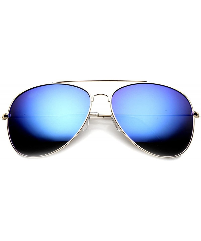 Aviator Class Large Retro Metal Mirror Lenses Aviator Sunglasses - Gold Ice - C411YN8HOQZ $10.16