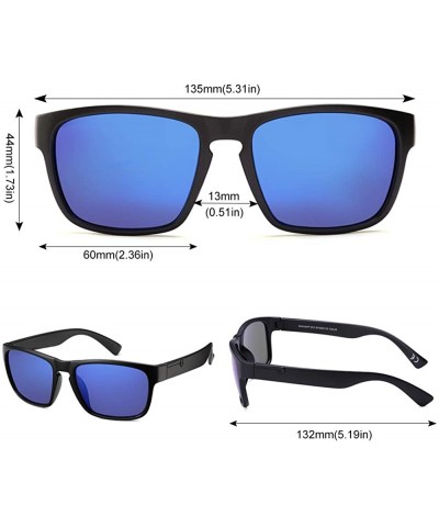 Square Polarized Sunglasses Anti Glare Blocking - Black&blue - CY198KKX3XG $21.09