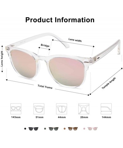 Oversized Retro Square UV400 Polarized Sunglasses Flexible TR90 Frame FANTASY SJ2112 - C5 Clear Frame/Pink Mirrored Lens - CX...