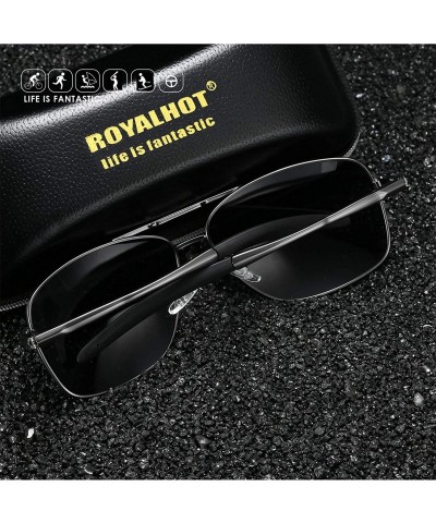 Sport Polarized Sunglasses for Mens Classic Square Lens Alloy Frame for Driving Fishing Golf UV400 Protection - CQ18AAHS7O4 $...