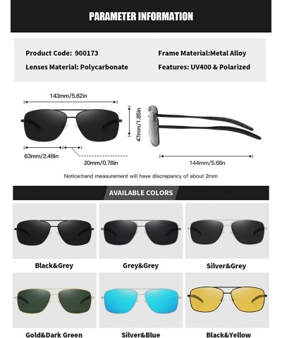 Sport Polarized Sunglasses for Mens Classic Square Lens Alloy Frame for Driving Fishing Golf UV400 Protection - CQ18AAHS7O4 $...