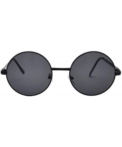 Round John Lennon 60's Vintage Round Hippie Sunglasses P2012 - Black Smoke - CF18OK69GE5 $13.16