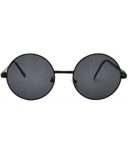 Round John Lennon 60's Vintage Round Hippie Sunglasses P2012 - Black Smoke - CF18OK69GE5 $13.16