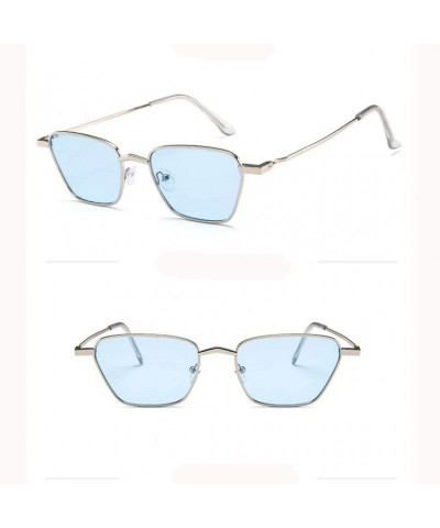 Sport Women Fashion Cat Eye Shades Sunglasses Integrated UV Candy Colored Glasses Outdoor - Blue - C9190MMH2CA $9.43