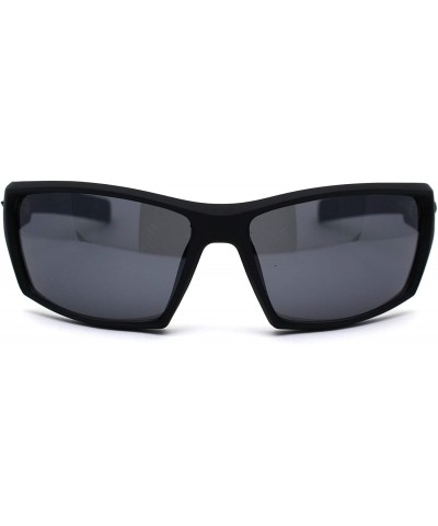 Sport Rubberized Matte Aerodynamic Squared Geometric Sport Sunglasses - Black Green - CU195UE8E87 $12.97