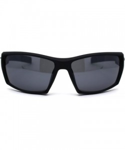 Sport Rubberized Matte Aerodynamic Squared Geometric Sport Sunglasses - Black Green - CU195UE8E87 $12.97