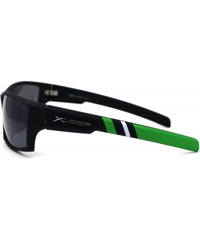 Sport Rubberized Matte Aerodynamic Squared Geometric Sport Sunglasses - Black Green - CU195UE8E87 $12.97