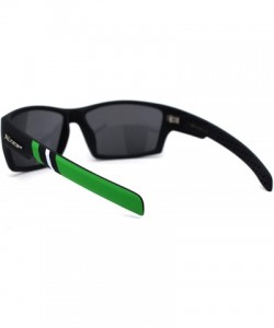 Sport Rubberized Matte Aerodynamic Squared Geometric Sport Sunglasses - Black Green - CU195UE8E87 $12.97