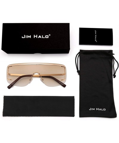 Oversized Oversized Shield Sunglasses Trendy Flat Top Rimless Sun Glasses for Women Men - CK18X4U2AUQ $21.62