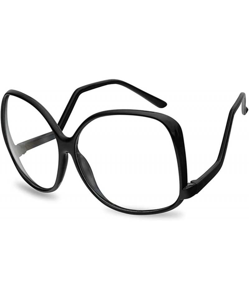 Square XL Oversize Plastic Square Swan Drop Temple Vintage Butterfly Eye Sun Glasses - Black - CQ187K2ZKU9 $12.28