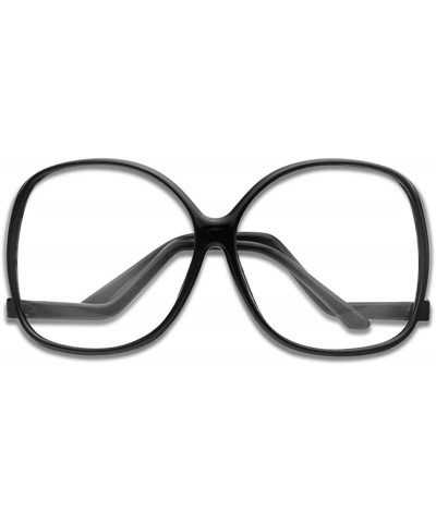 Square XL Oversize Plastic Square Swan Drop Temple Vintage Butterfly Eye Sun Glasses - Black - CQ187K2ZKU9 $12.28