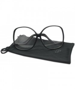 Square XL Oversize Plastic Square Swan Drop Temple Vintage Butterfly Eye Sun Glasses - Black - CQ187K2ZKU9 $12.28