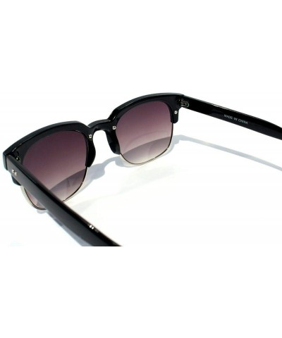 Rimless SIMPLE Retro Half Frame Horned Semi Rimless Color Lens Sunglasses for Men and Women - Black - C418ZEQC835 $10.03