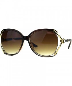 Square Womens Fashion Sunglasses Rhinestone Flower Accent Designer Style - Brown - CH18H3QRR0Z $8.99