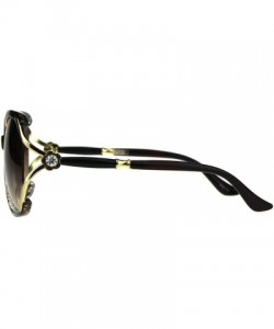 Square Womens Fashion Sunglasses Rhinestone Flower Accent Designer Style - Brown - CH18H3QRR0Z $8.99