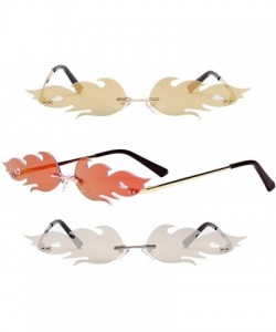 Rimless 3 Lot Women Unisex Novelty Fire Flame Sunglasses Hero Punk Gothic Shades - CI1902TU6R9 $12.34