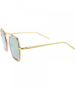 Square Modern Slim Temple Browbar Color Mirrored Flat Lens Square Sunglasses 52mm - Pink-gold / Magenta Mirror - CQ12KUKHKC7 ...